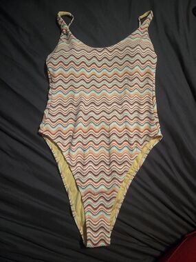 O'Neill Lagoon Stripe One-Piece Swimsuit - Coral, Mint, Cream, Brown MSRP 89.50